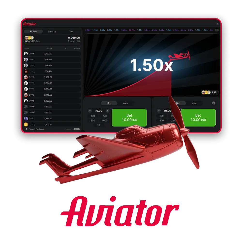 Interface du jeu Aviator sur ordinateur